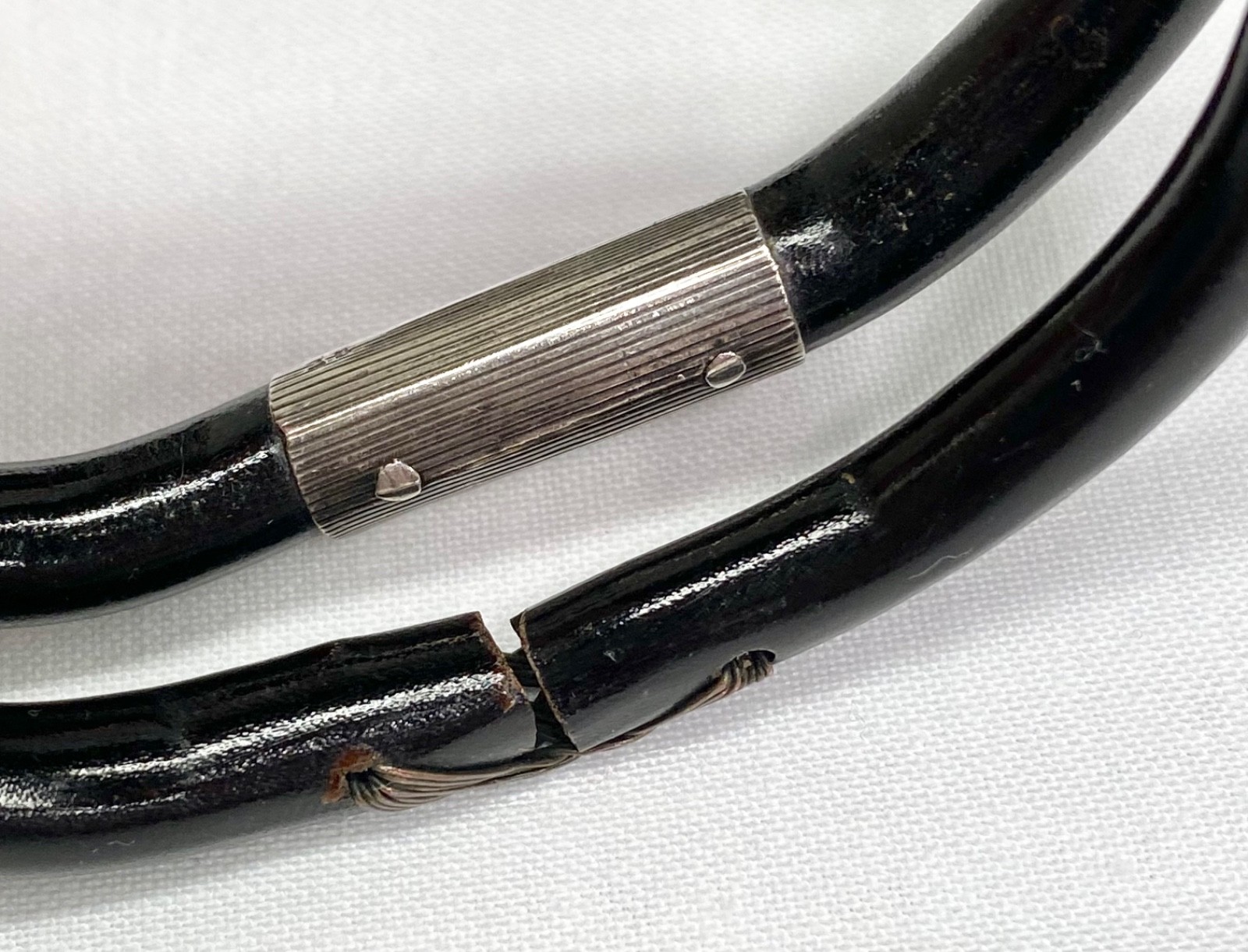 2 Vintage Hawaiian Black Coral Bangle Bracelet, 1 Copper , 1 Engraved Silver