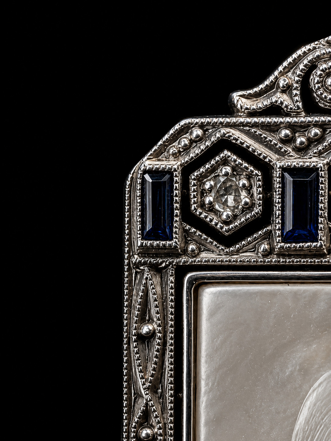 Antique Art Deco 18K Gold Religious Virgin Mary Pendant Diamonds Sapphires
