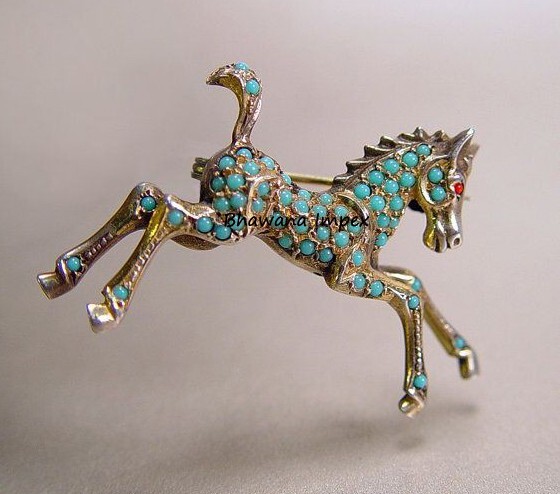 Running Horse Turquoise Brooch Jewelry Sterling Silver Weeding Brooches Jewelry