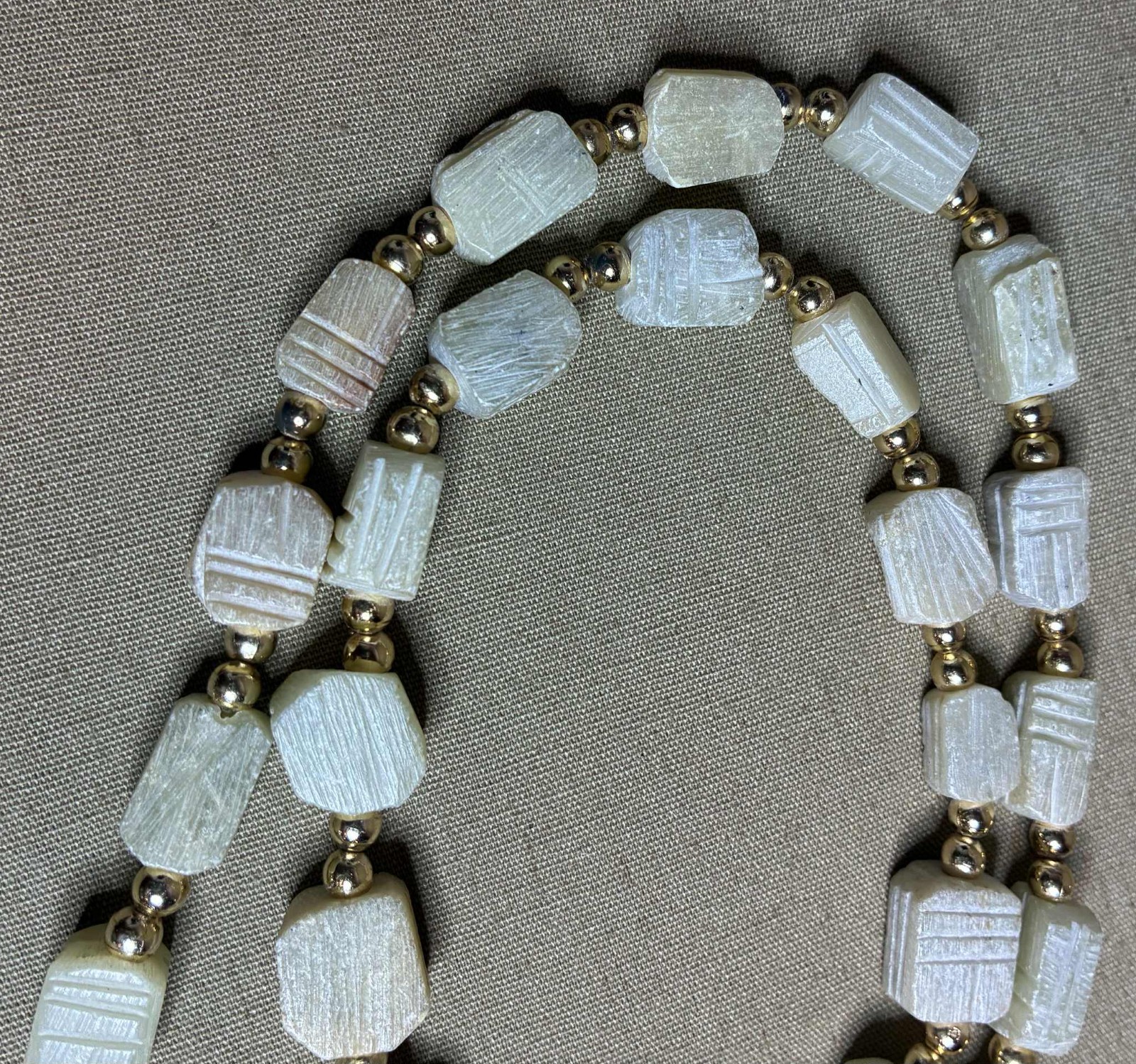 2 Vintage Egyptian Revival Scarab Necklaces Carved Soap Stone Or Ceramic Or Wood
