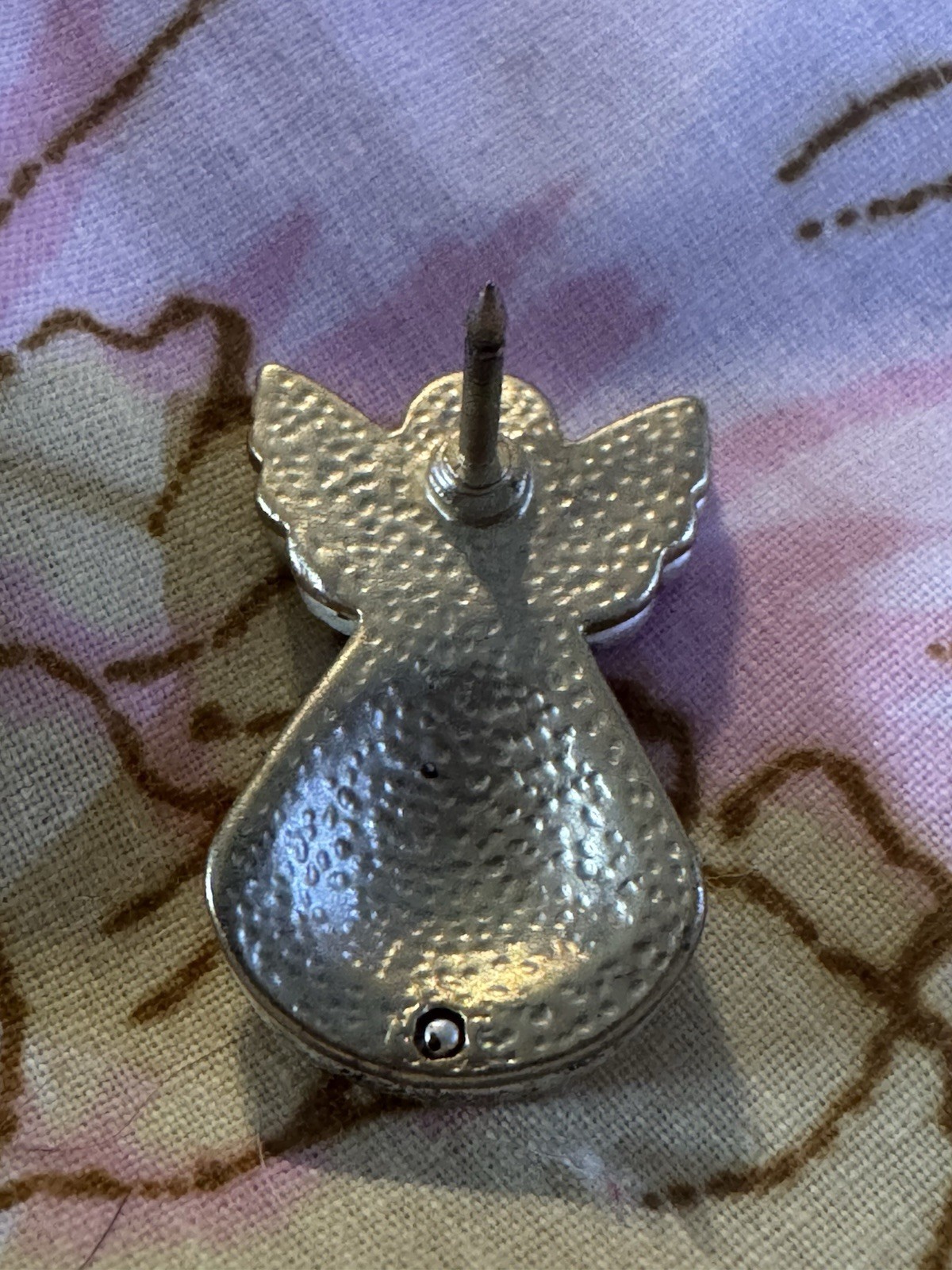 Vintage Angel Pin Silver Tone Rhinestone Guardian Faith Devotional Brooch Faith
