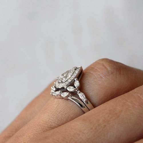Art Deco Vintage 2.10 Ct White Diamond Engagement Ring Set 925 Sterling Silver