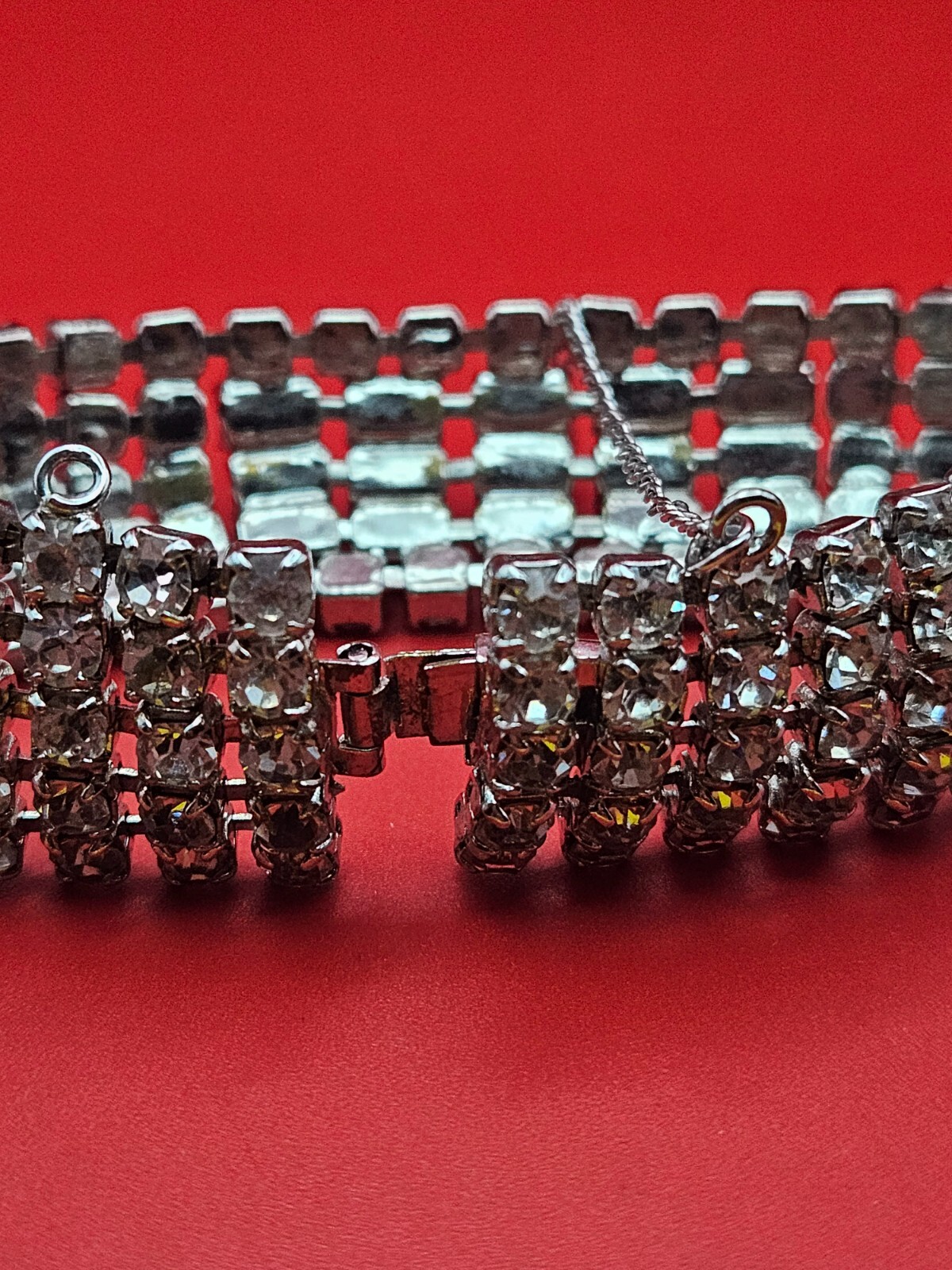 Signed WEISS Five Row ART DECO Emerald Cut and Round Clear Rhinestone Bracelet