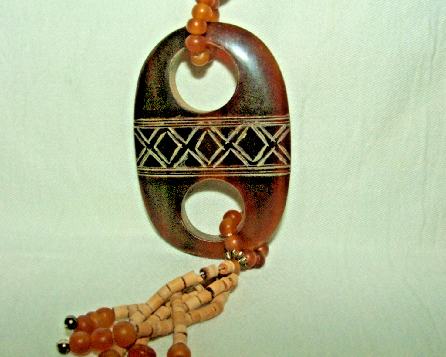 6 pc Vintage Wood Carved Safari Theme Jewelry Collection in Browns Black & Beige