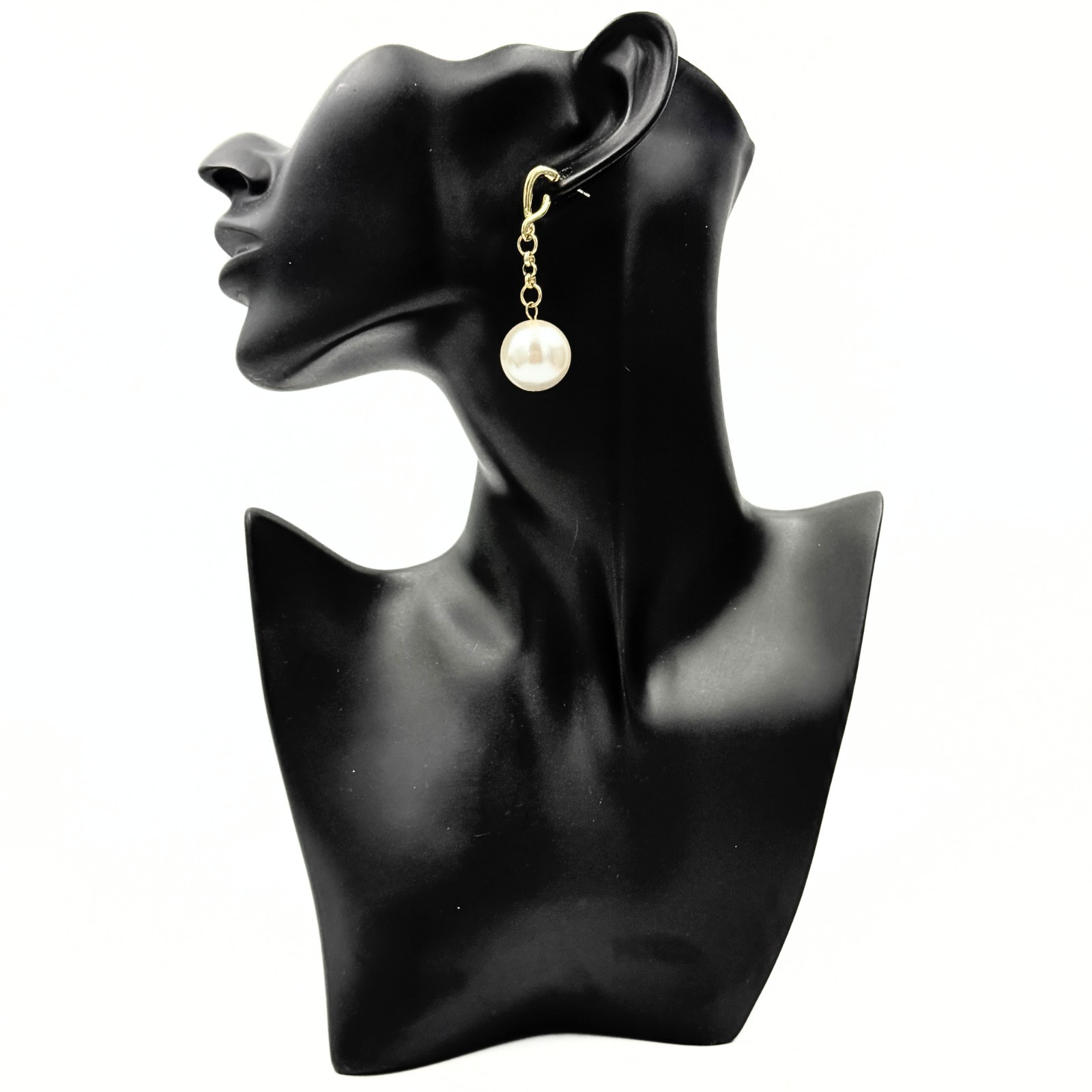 Classic Gold Plated Faux Pearl Delicate Link Chain Bridal Dangle Drop Earrings