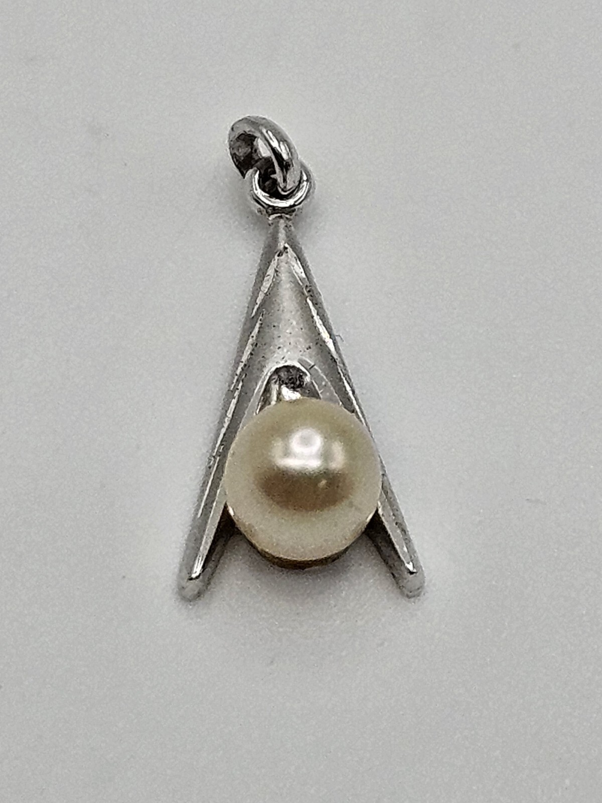 Vintage Sterling Silver Pearl Minimalist Small Charm