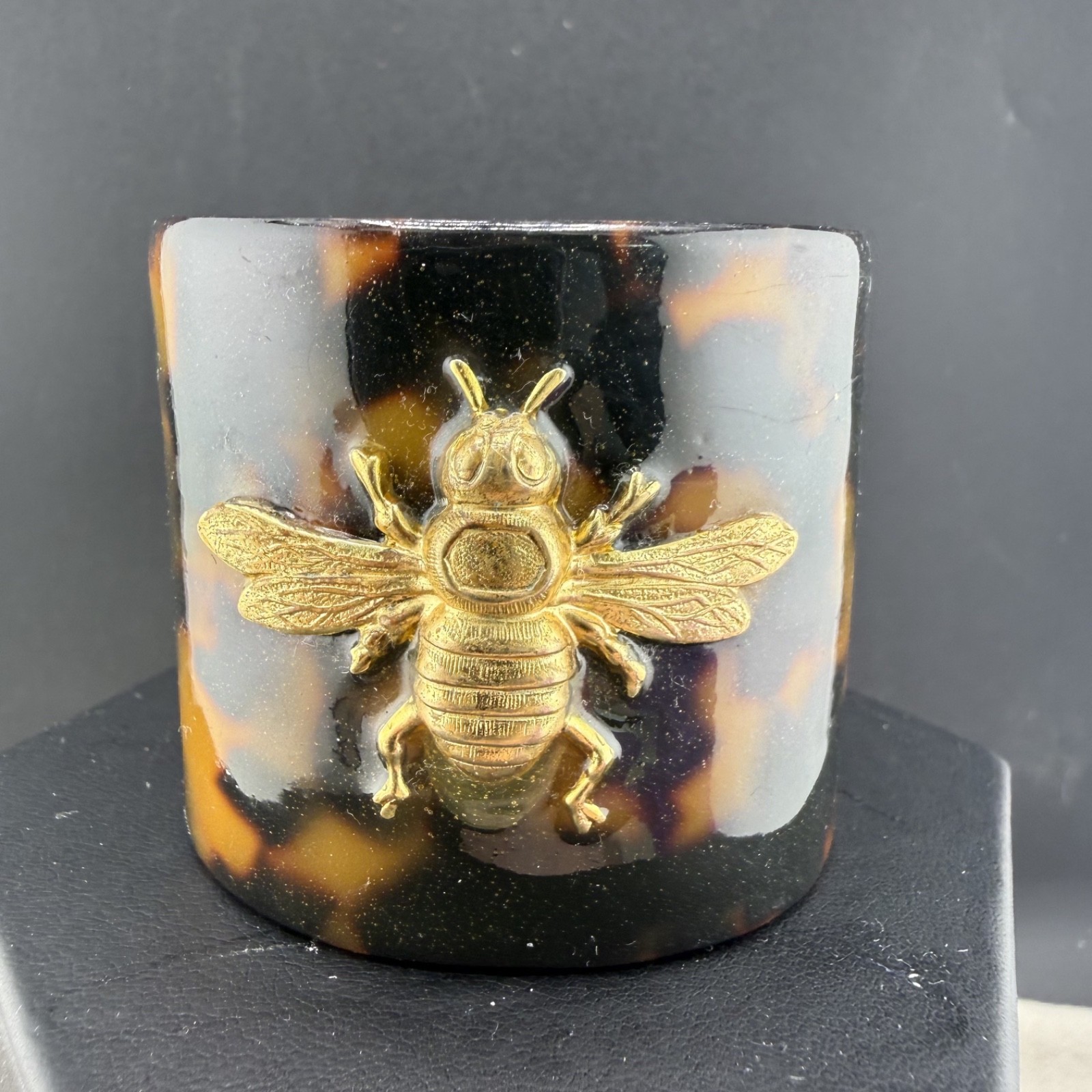 Wimberly Cuff Bracelet Faux Tortoise Shell Acrylic Gold Tone Bumblebee 5.5”