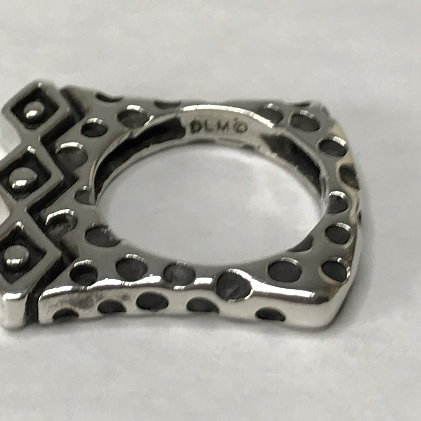 Dian Malouf Sterling Silver Zig Zag Dots Flat Ring Size 7.5 11.05g