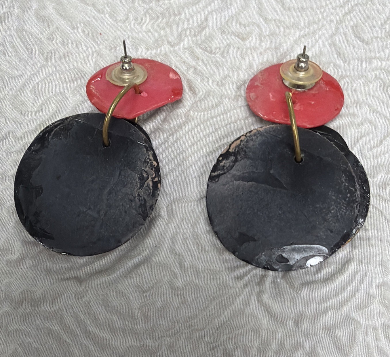 Vintage 80’s MAM Pastel Wearable Art Pastel Geometric Statement 2 3/8”Earrings
