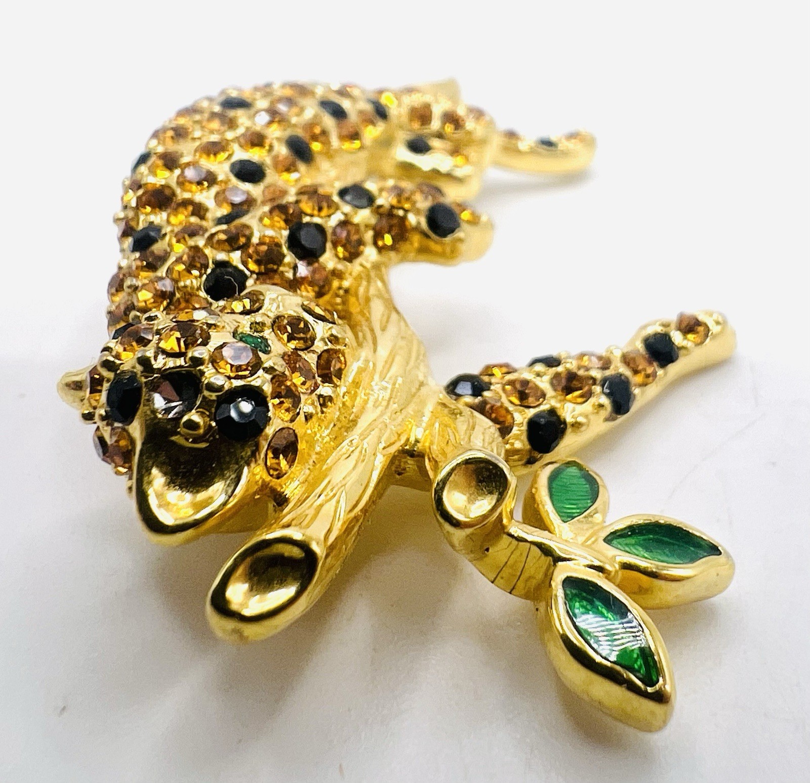 Vintage Trifari Safari Limited Edition 1997 Rhinestone Leopard Enamel BroochPin