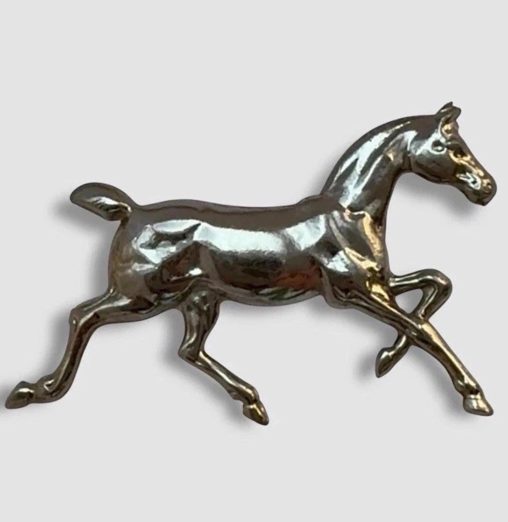 Vintage Sterling Silver 925 Running Horse Brooch Pin – Equestrian Jewelry