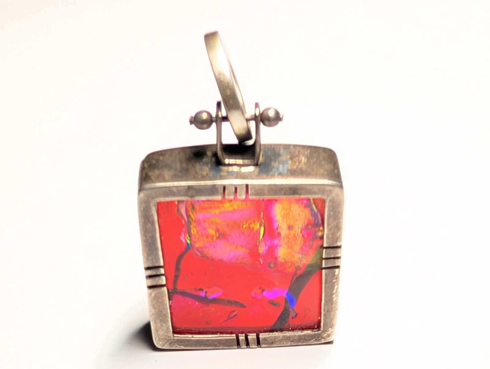 VINTAGE DICHROIC STERLING SILVER PENDANT SIGNED MEX925 R*G WEIGHS 13+ GRAMS