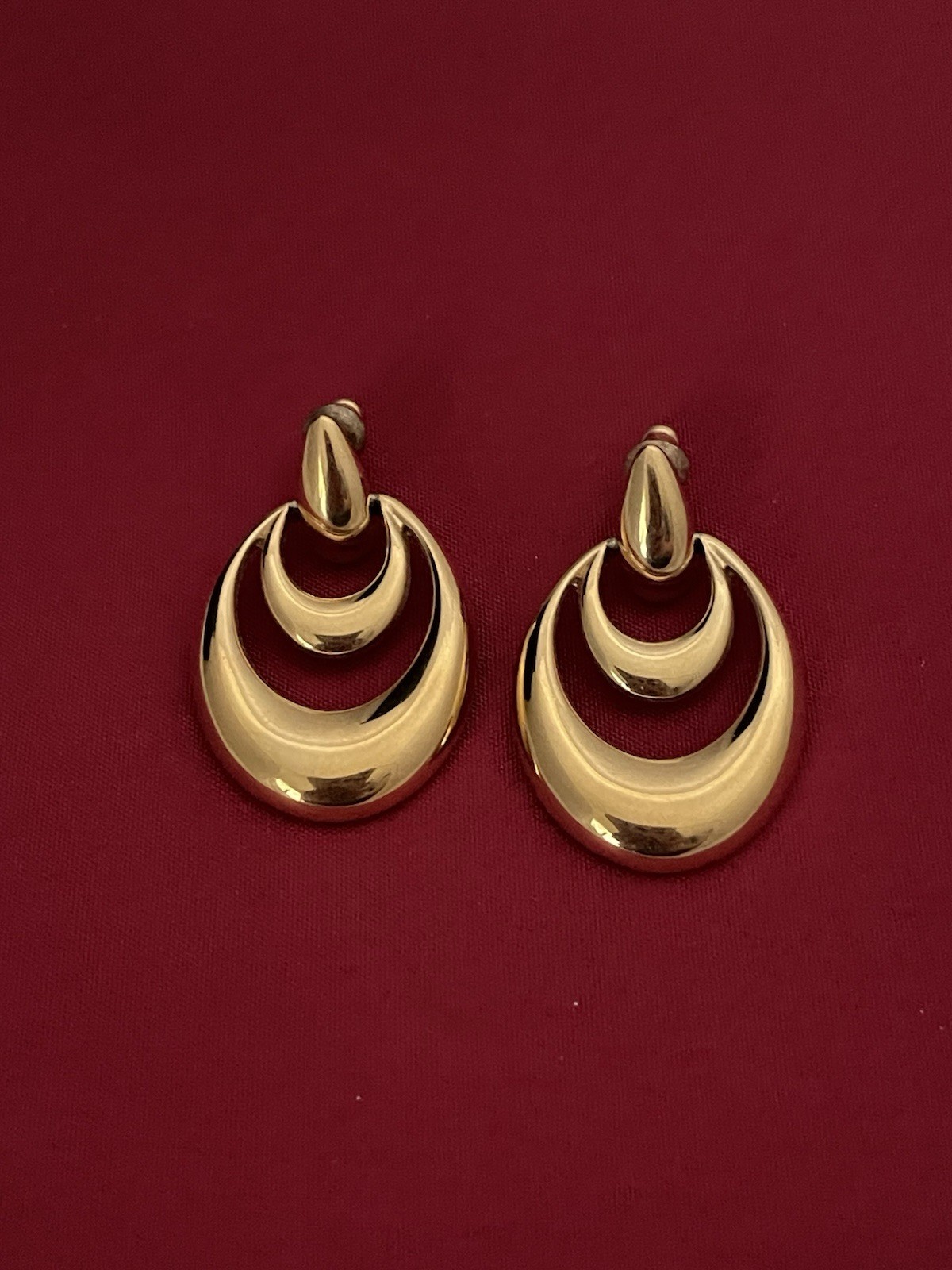 Vintage MCM Retro Napier Gold Tone Door Knocker Earrings