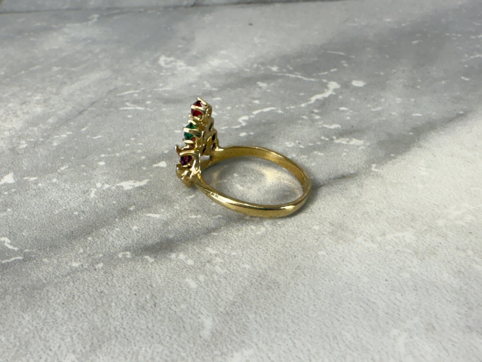 Vintage Gold Tone Multi Color Rhinestone Grapes Marked Sample Ring Size 7