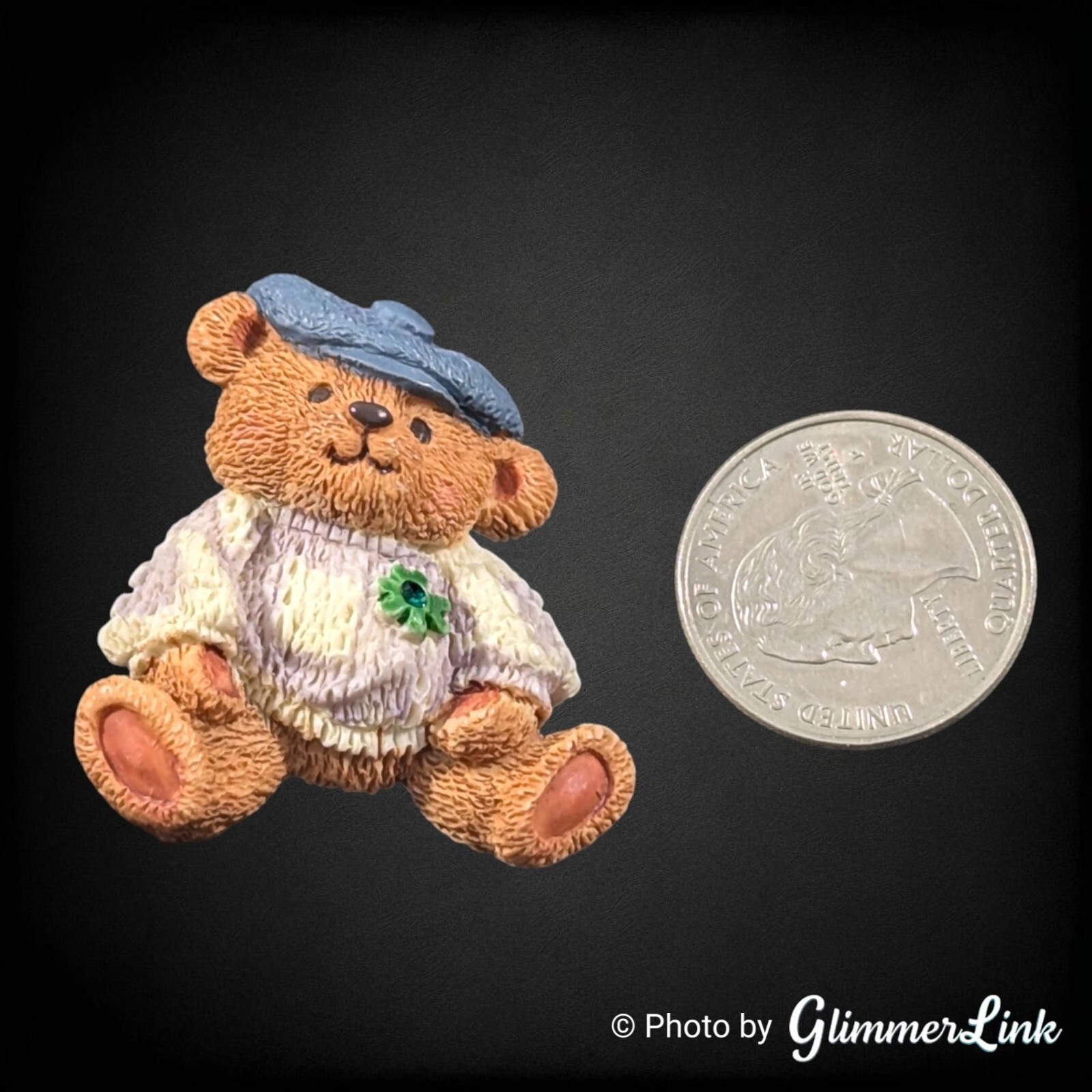Vintage 2000 Y2K Avon Teddy Bear Shamrock St Patrick’s Resin Holiday Brooch Pin