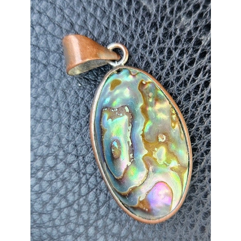 Abalone Shell Pendant Oval Paua Shell Iridescent Beach Jewelry
