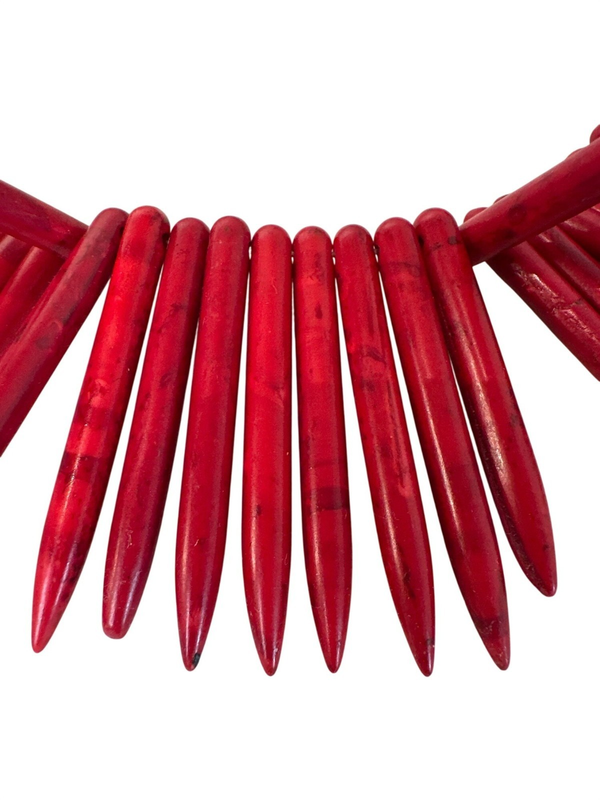Red Spike Beaded Statement Necklace Bold Chunky Exaggerated Chunky VTG