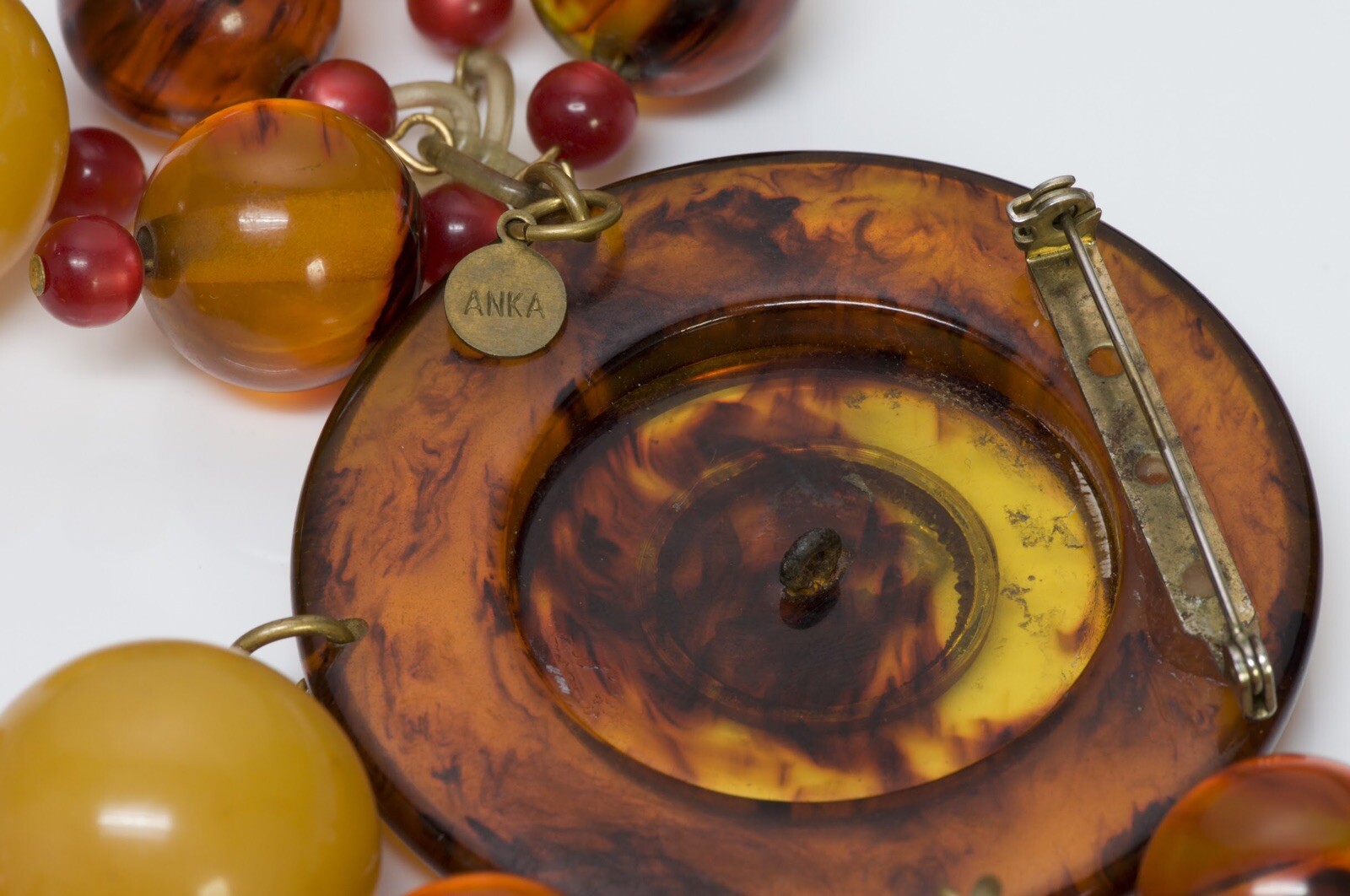 ANKA Bakelite Large Beads Brooch
