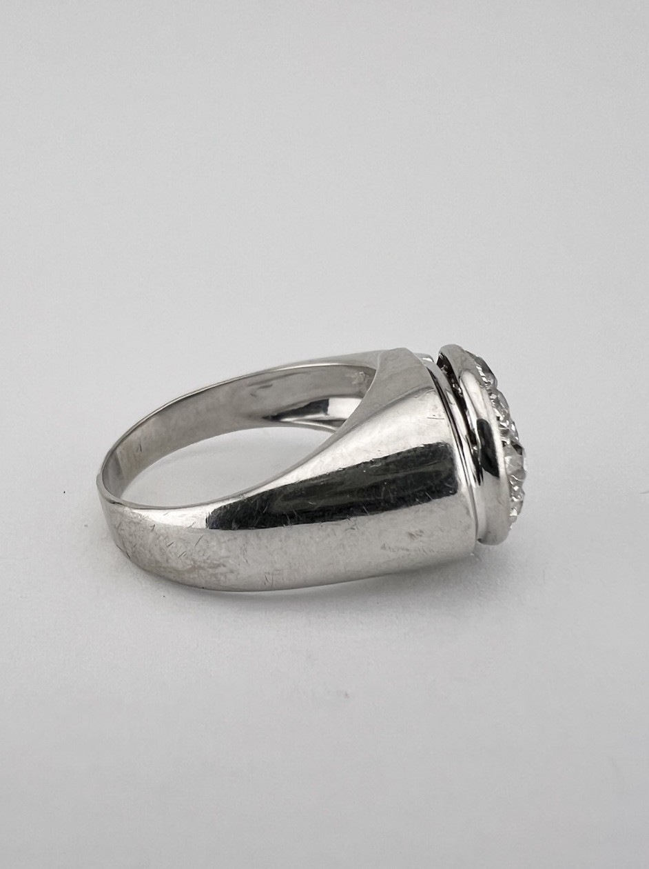 Antique Art Deco Retro 14k White Gold Old European Cut Diamond Ring