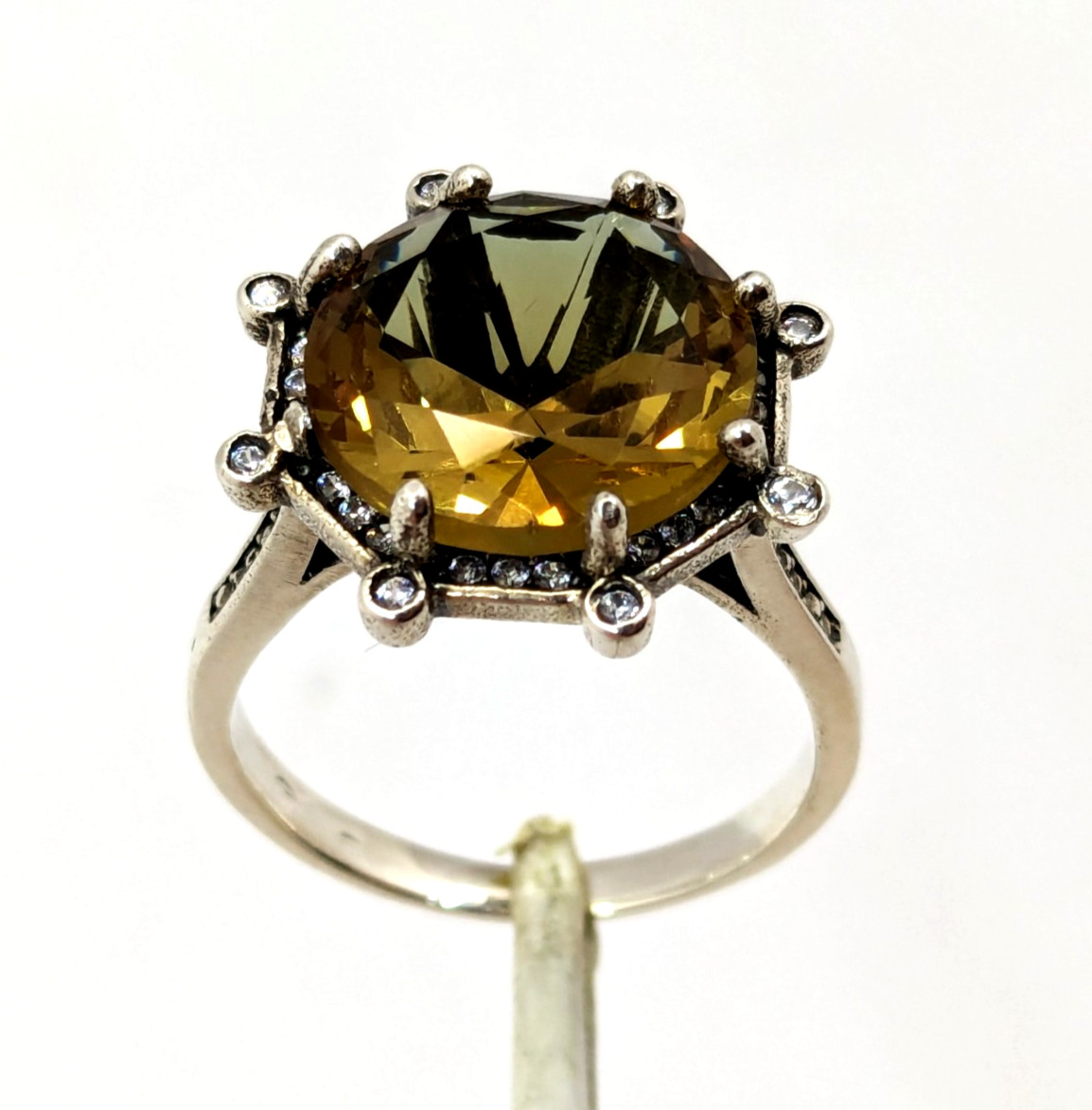 Vintage Luxury RING Silver 925 with Big Bright Stone -size: 7US (17.5mm) | #5