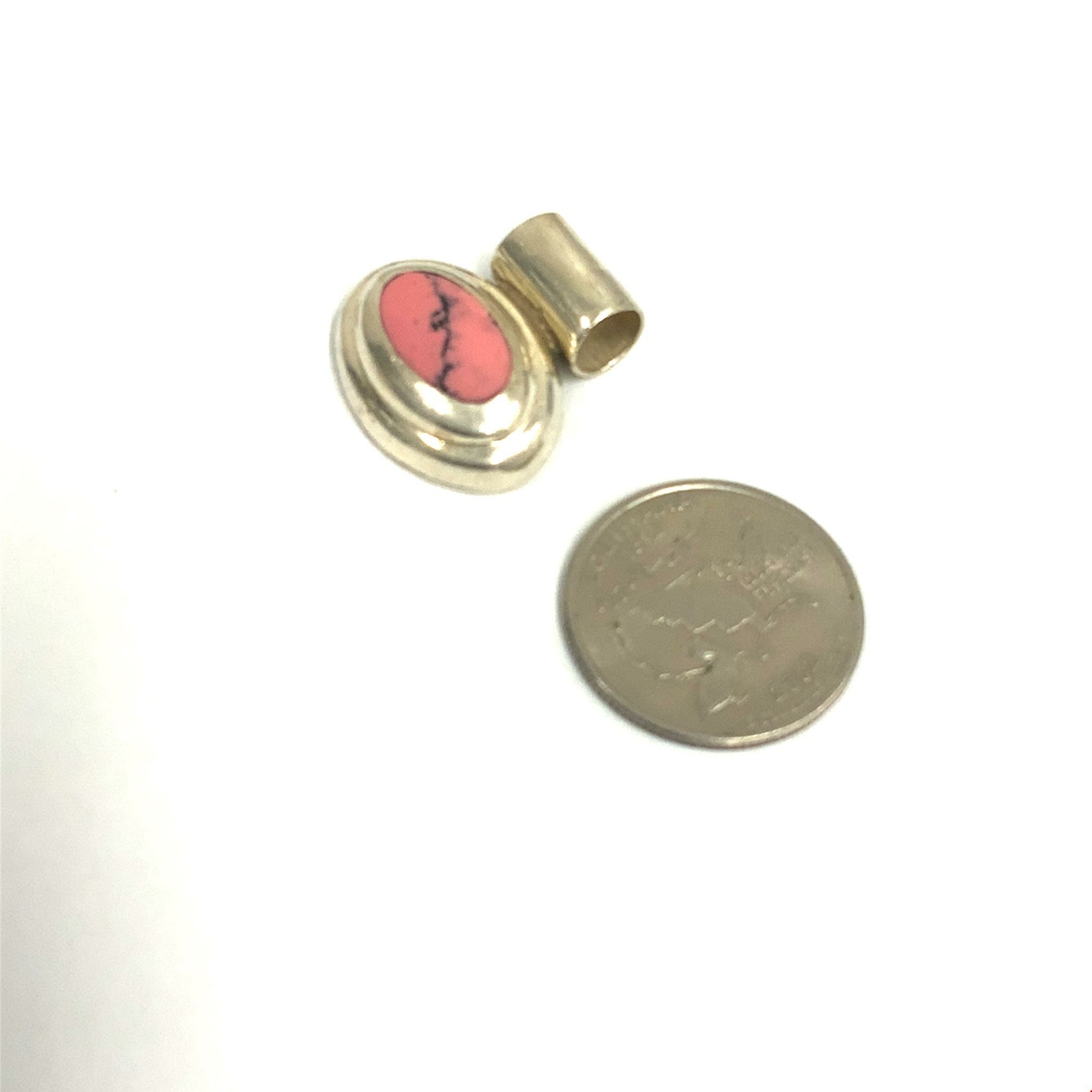 Vintage Sterling Signed 925 Silverworld Mexico Rhodonite Oval Cabochon Pendant