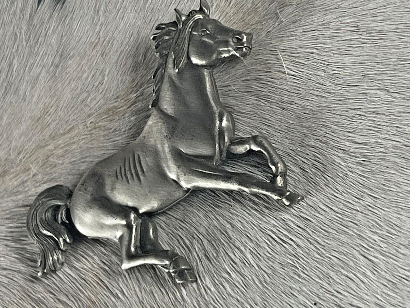 Western Womens Pin 3 x 2 1/4 inch Horse pinback Silver Detailed Features