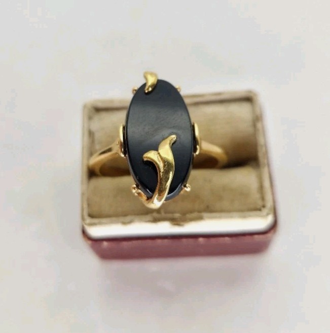 AVON Vintage 1978 “Night Flower” Ring Sz 9 Cocktail Ring Gold Tone