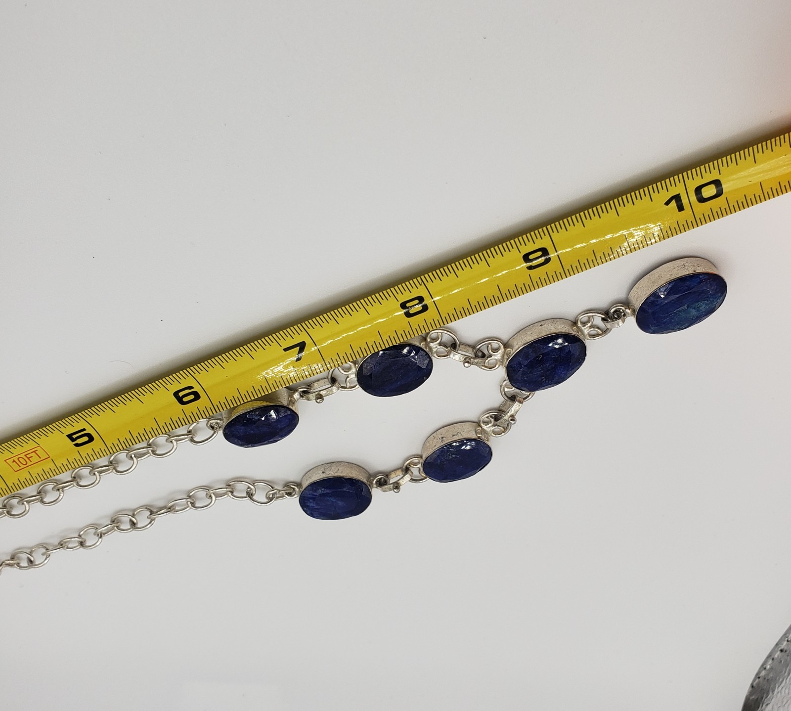 9.25 Deep Blue Faceted Kyanite Gemstone Bezel Setting Hook Clasp Necklace