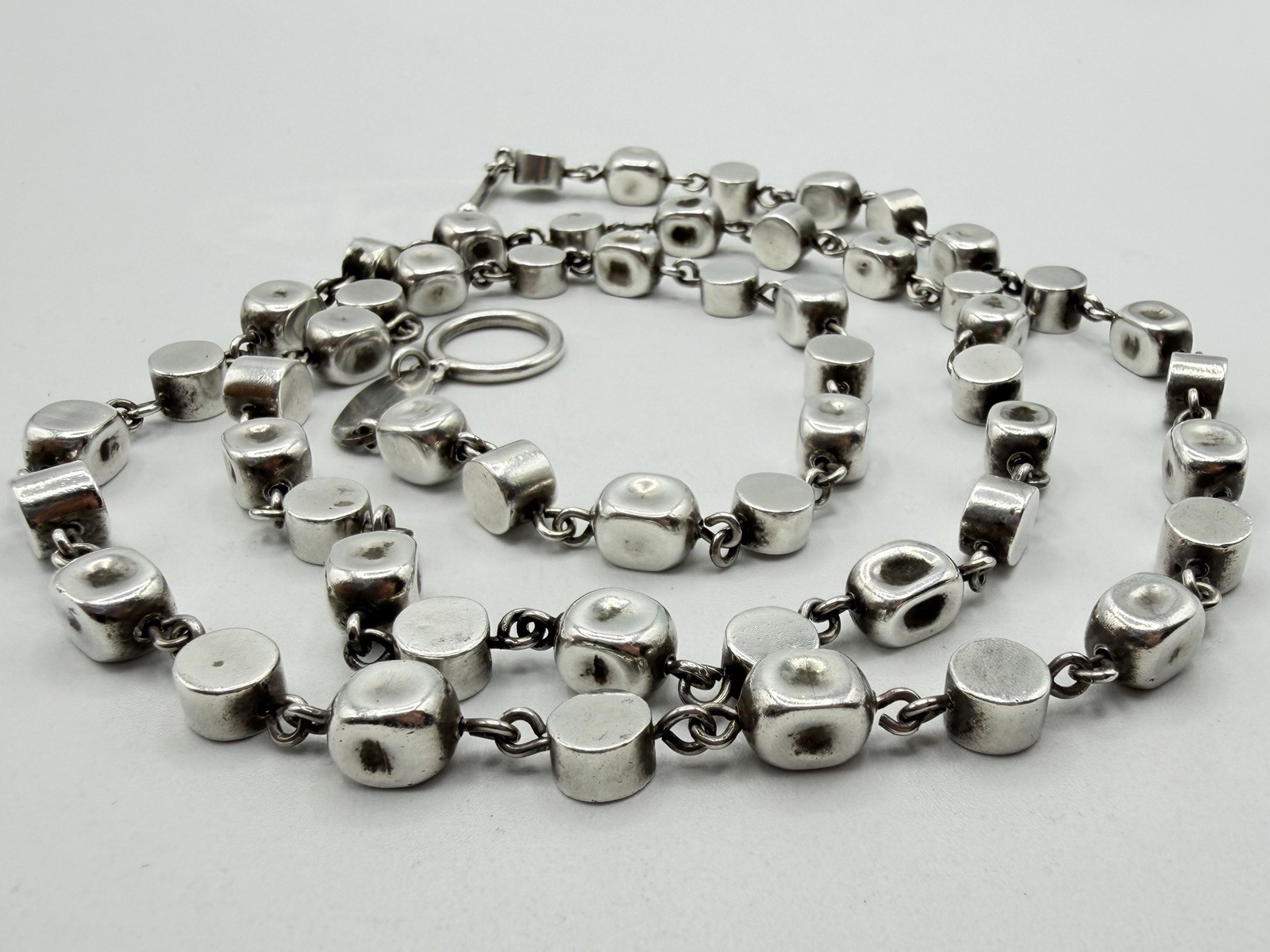 Vtg Brenda Schoenfeld 1995 Sterling Silver 925 MEX Designer Modernist Necklace