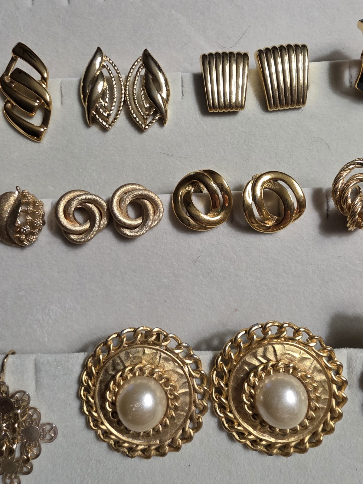 Vintage Monet Trifari Napier Lisner Clip Goldtone Earring Lot