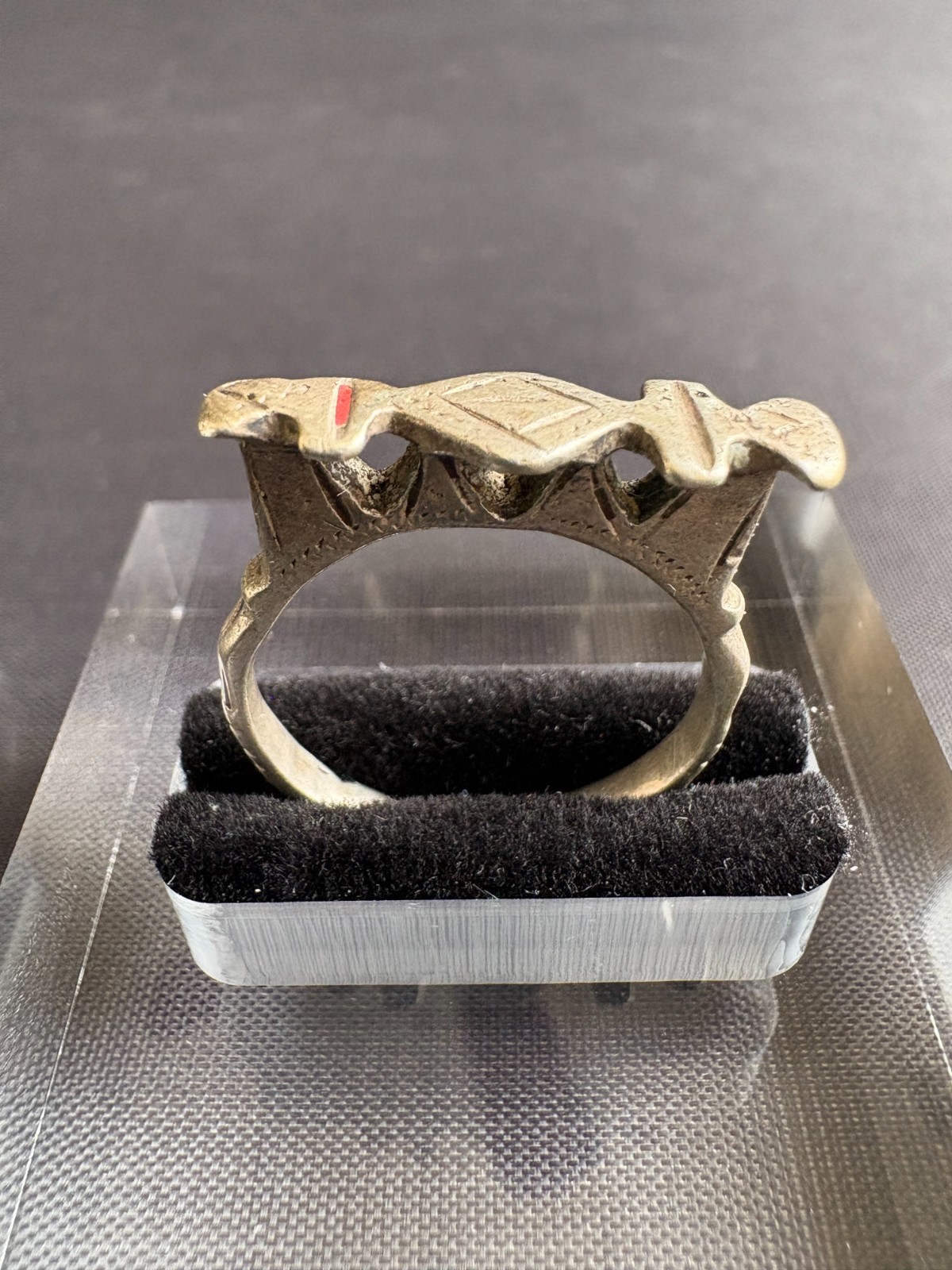 Vintage Silver Tuareg Ring Hand Engraved Design Tribal Ring Flat Top Size 7.5 US
