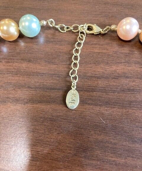 Vintage Kenneth Jay Lane Faux Pastel Multi-Color Pearl Necklace – 18″