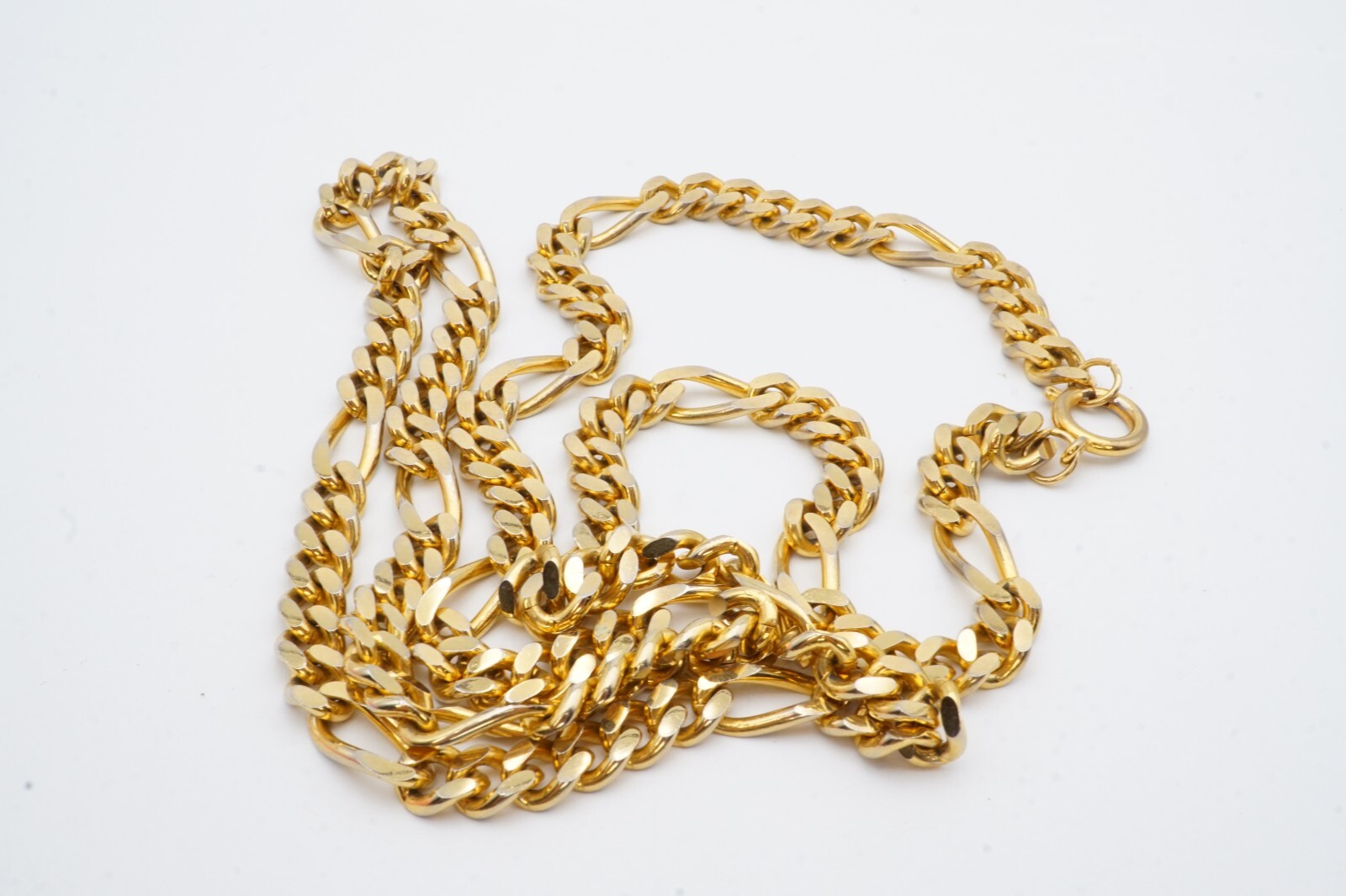 Vintage Necklace Gold Tone Figaro Link 32.5″ 7.7mm