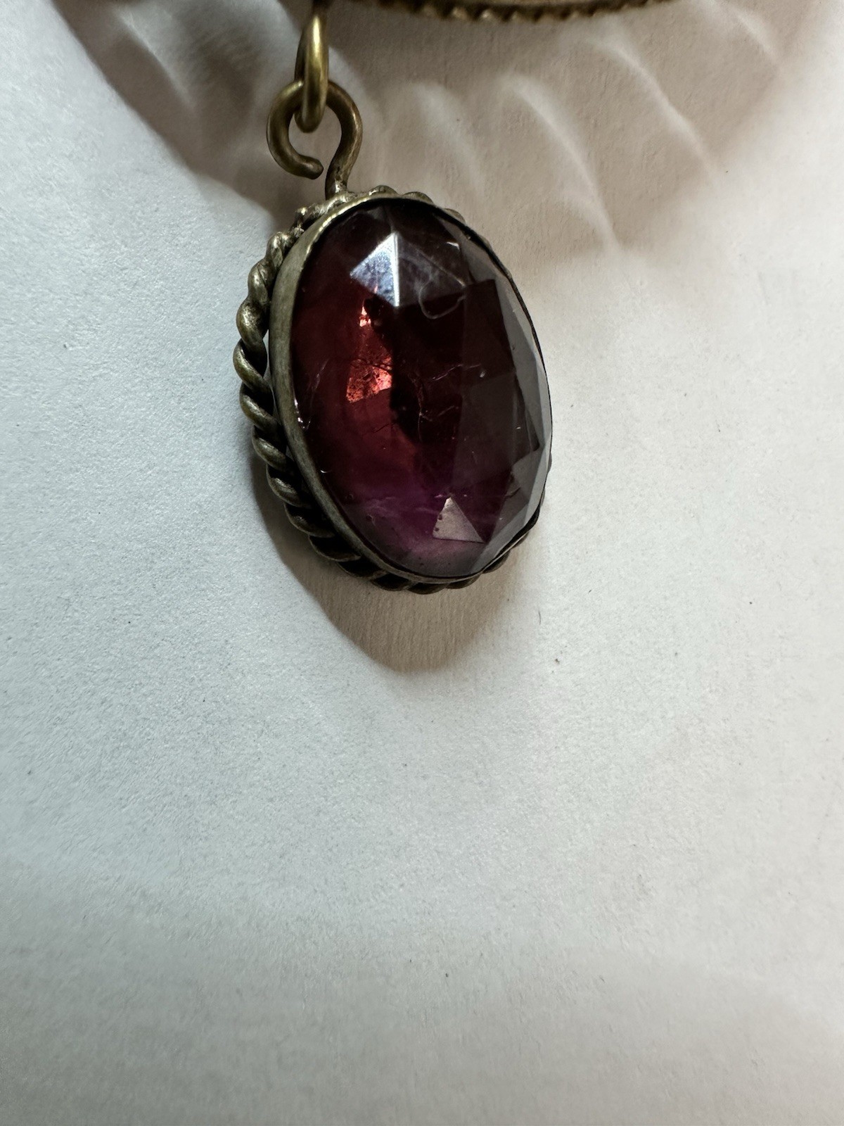 Antique Garnet Dangle Brooch – Purple Pink Cluster – Very Rare – Not Signed –