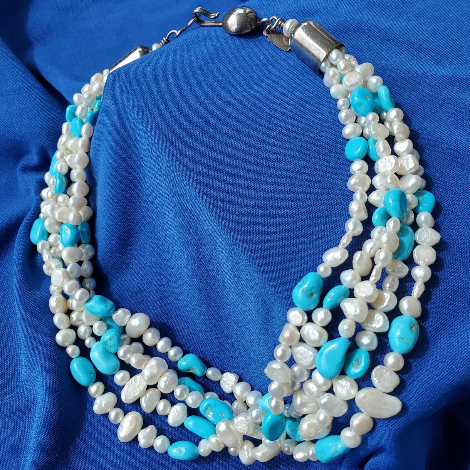 Original NATIVE American Artie YELLOWHORSE Turquoise STERLING SILVER Necklaces