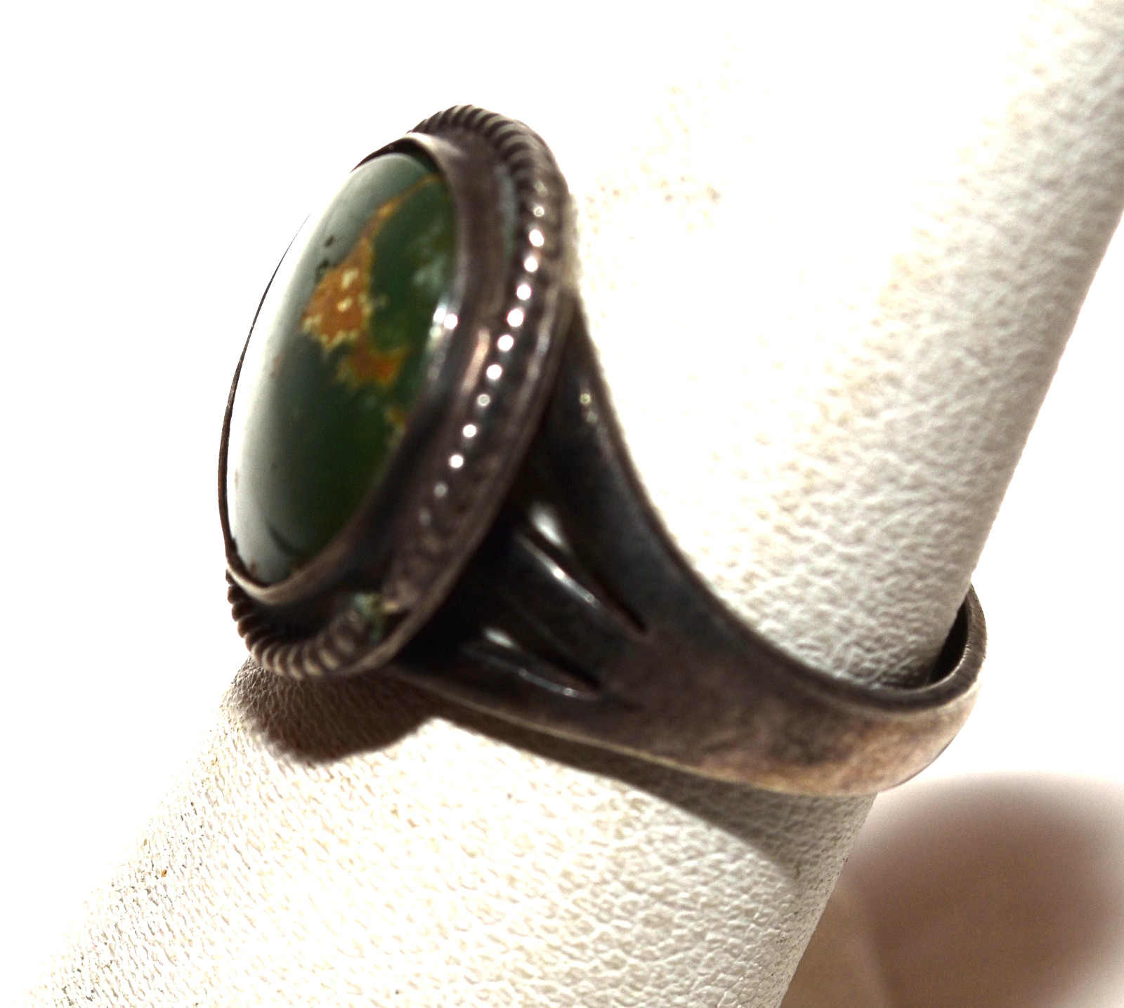Vintage Dark Green Turquoise Brown Matrix Sterling Silver Ring 5.5 Gram Size 5.5