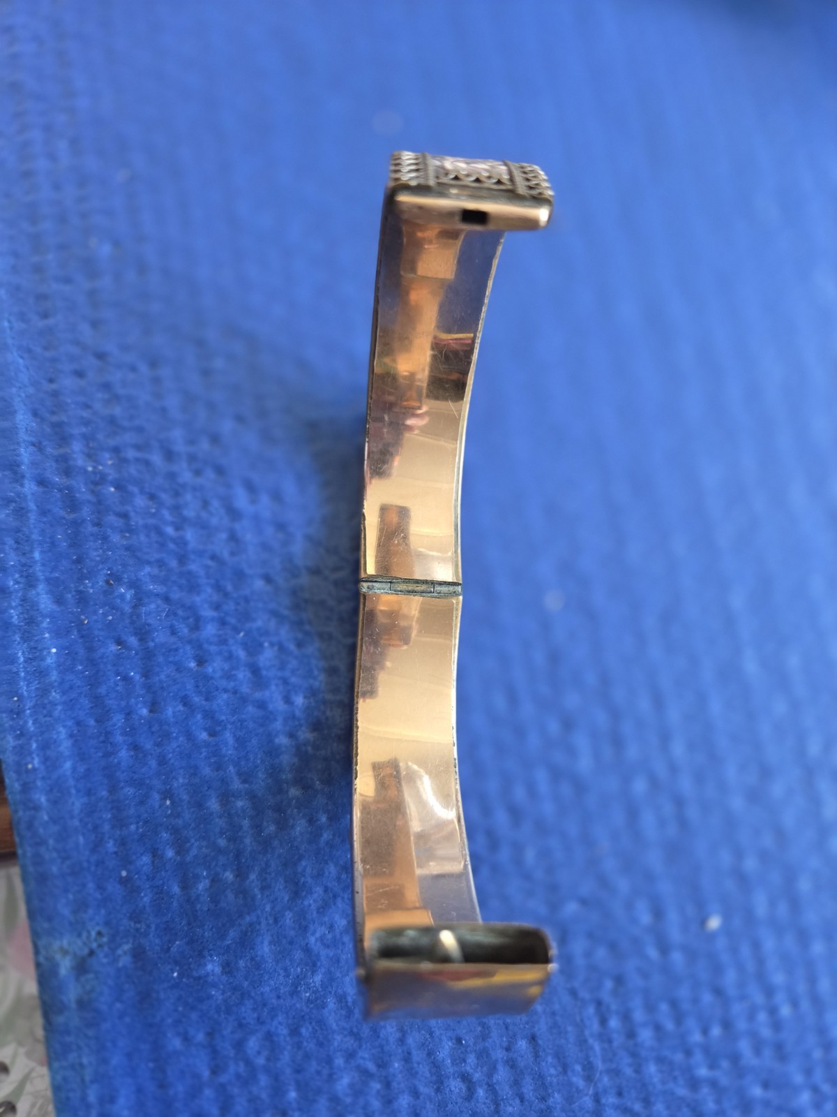 Victorian Hinged gold filled or rolled gold Engraved bracelet A.L.M. 1908