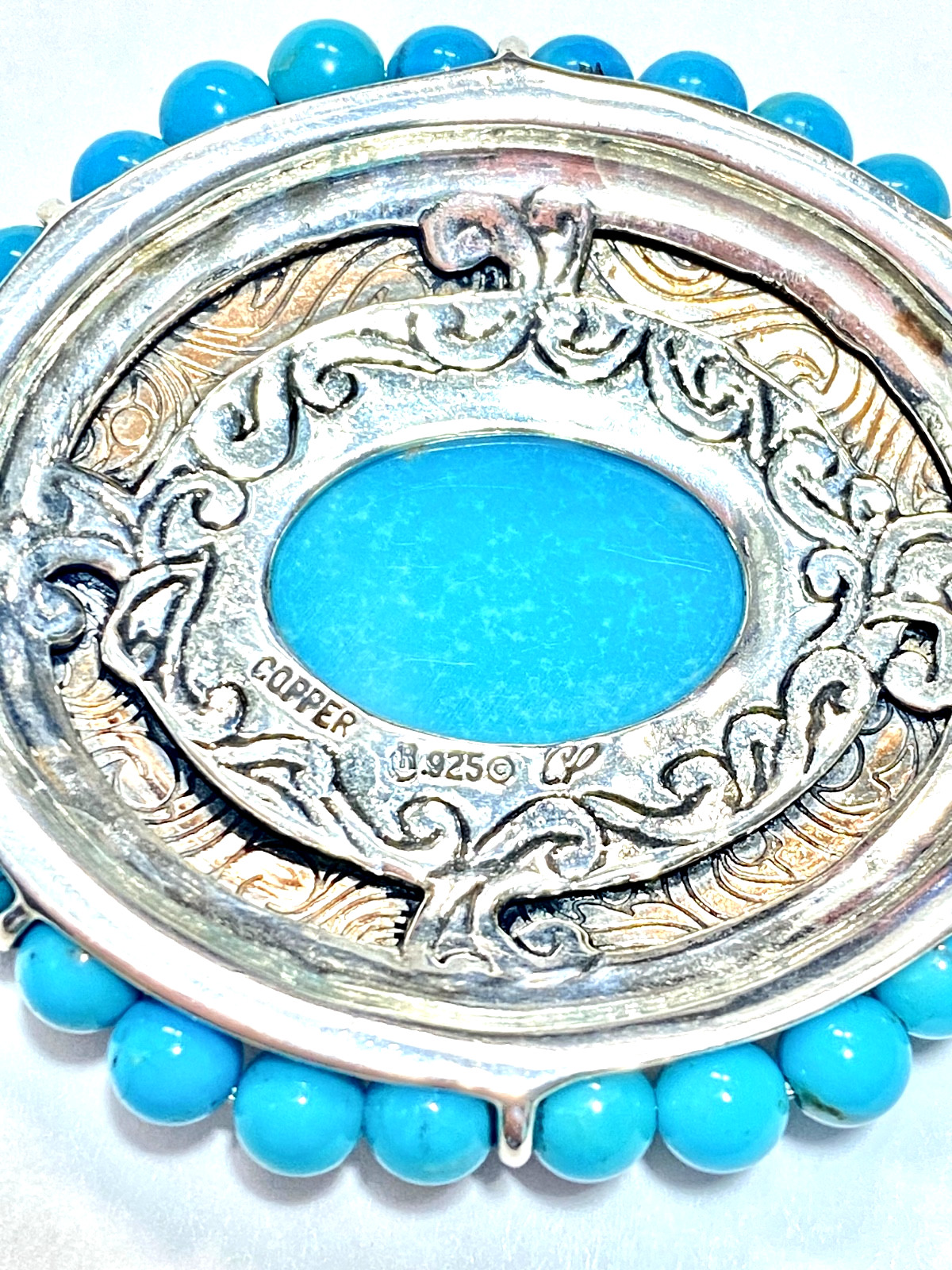 Vintage Sterling, Copper & Turquoise Carolyn Pollack “American West” Pendant