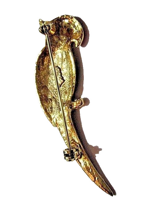 PIN PRETTY PARROT BIRD FIGURAL ENAMELED ACRYLIC COLORFUL JEWEL TONES GIOVANNI