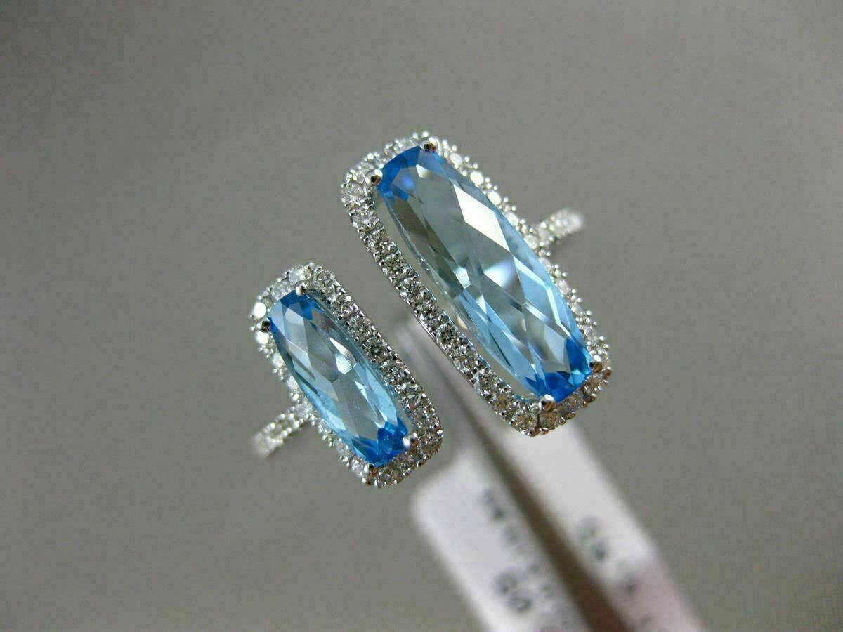 ESTATE LARGE 2.34CT DIAMOND & AAA BLUE TOPAZ 14K WHITE GOLD DOUBLE HALO FUN RING