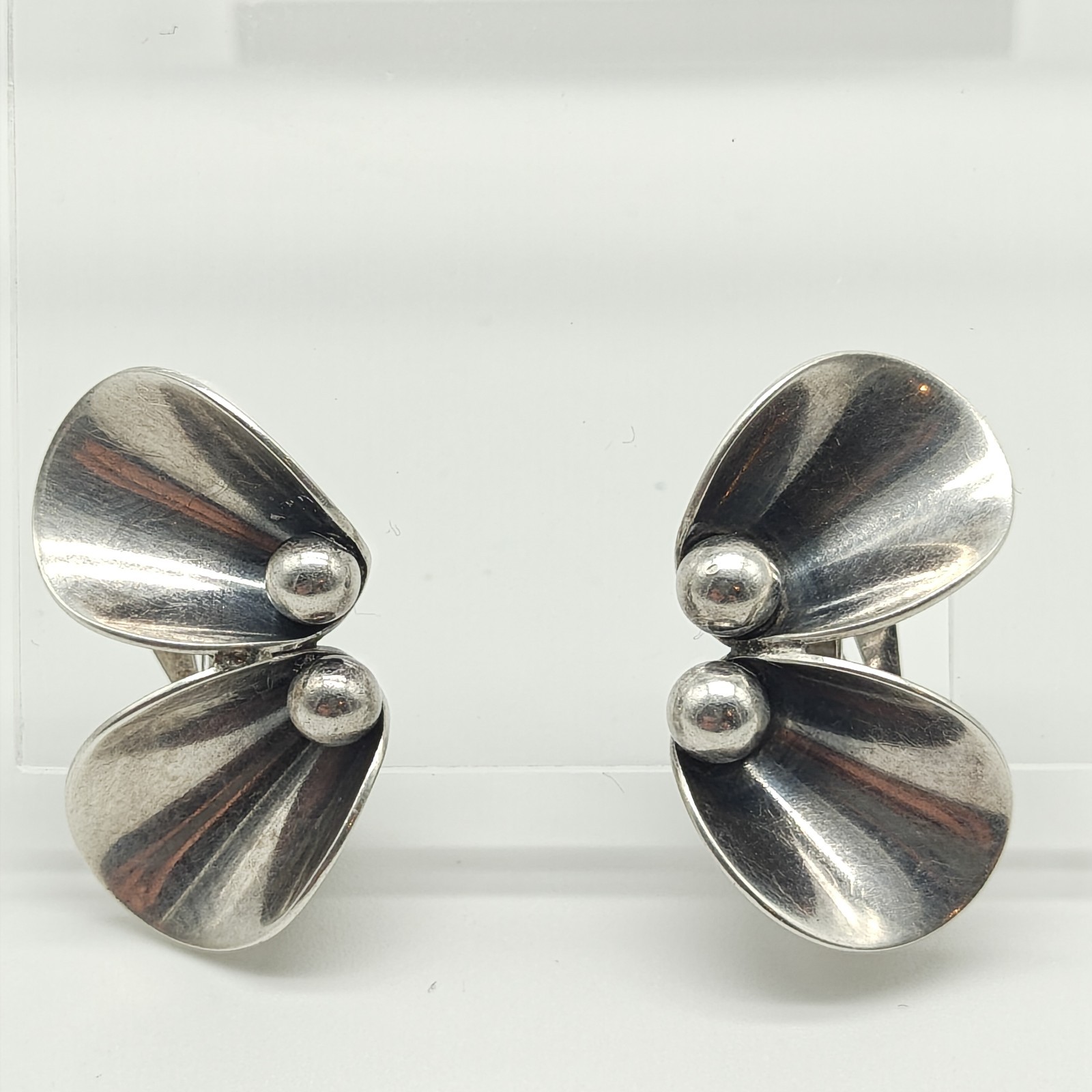 Niels Erik N. E. From Denmark Sterling Silver 925 Clip On Earrings Modernist