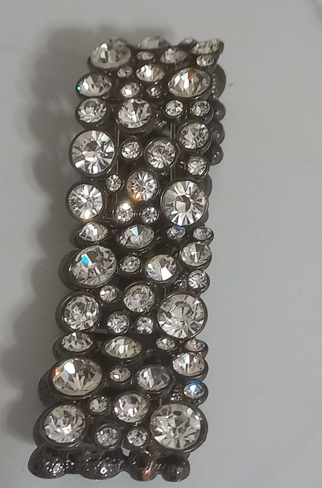 Vintage 1960s 1970s Unsigned Rhinestone Cluster Memory Wire Expansion Cuff Brace