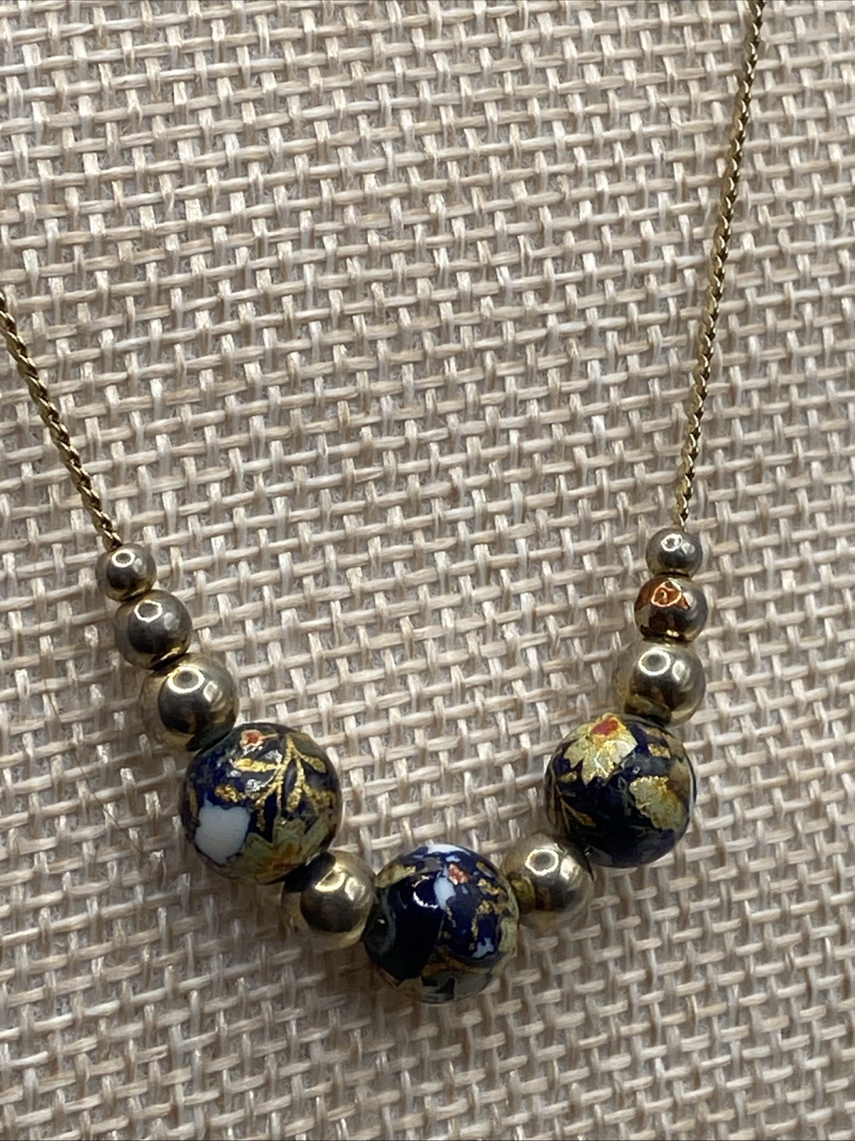 2.97 Vintage necklace, gold tone, chain, cloisonne charms