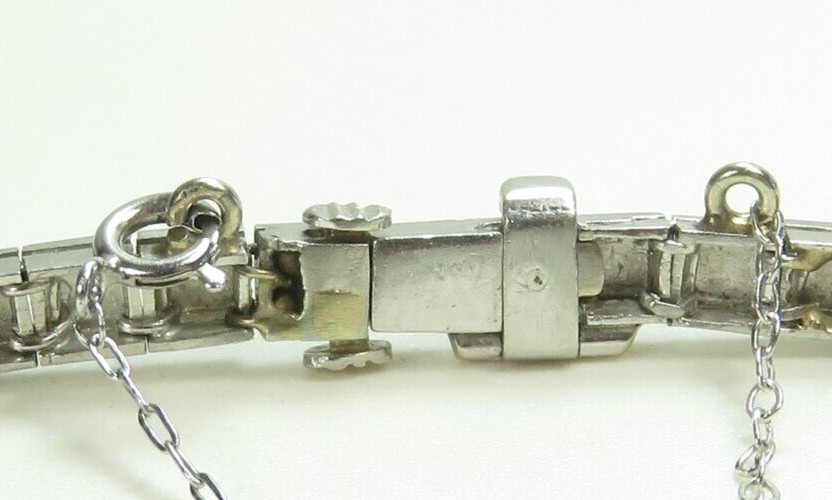 Antique 1920’s Add Diamond Straight Line Bracelet Platinum 7″ Long 0.144″ Width