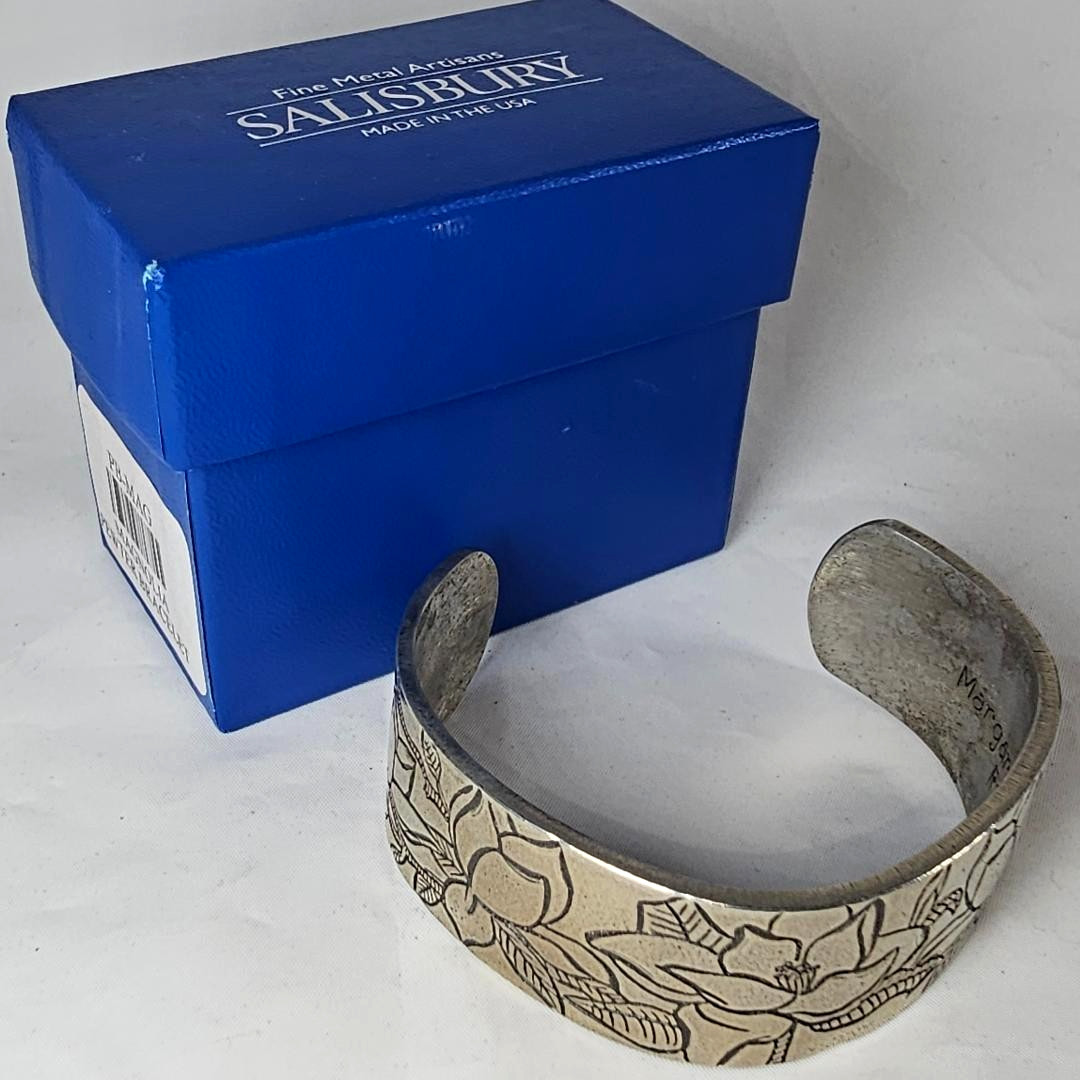 Martin Miazza Design Salisbury Pewter Cuff Bracelet Magnolia Gone with the Wind