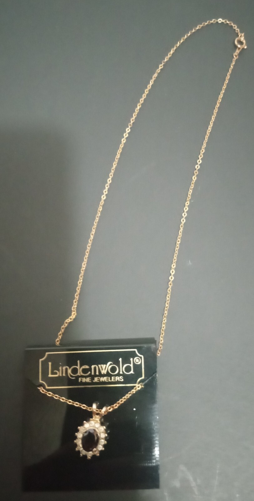 Lindenwold Fine Jewelers NECKLACE 14K Gold Electroplated Red Gemstone CZ PENDANT