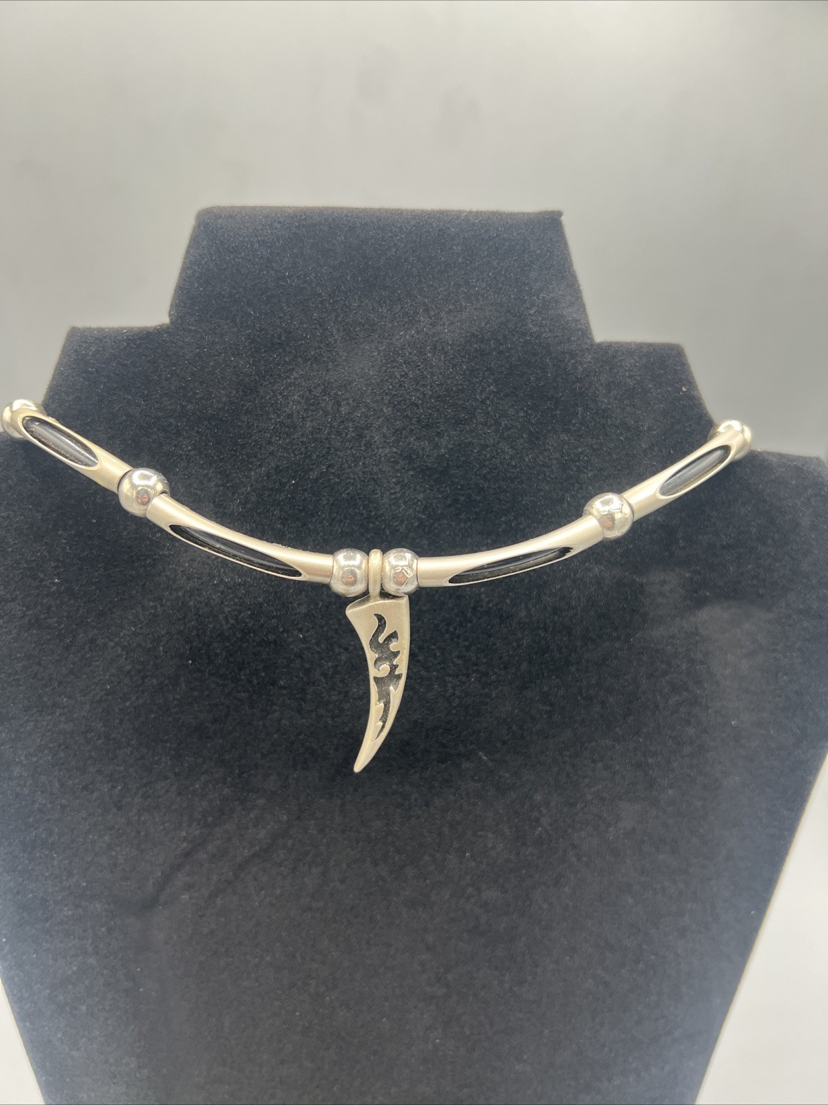 16.5″ Vintage Y2K Spike Choker Necklace Brutalist Punk Rock Goth Collar