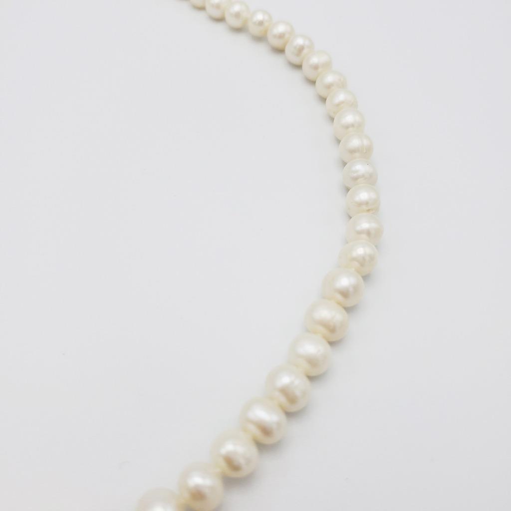 17.5” Strand Bright White Pearls 6mm Sterling Clasp