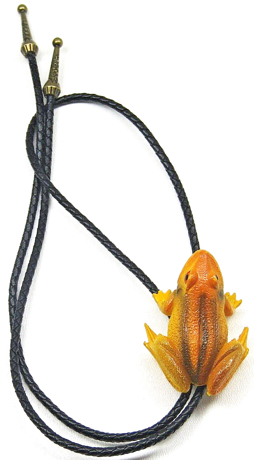 Handmade Tree Frog Bolo Tie Leather Western Mens Multicolor Retro Accessory Gift