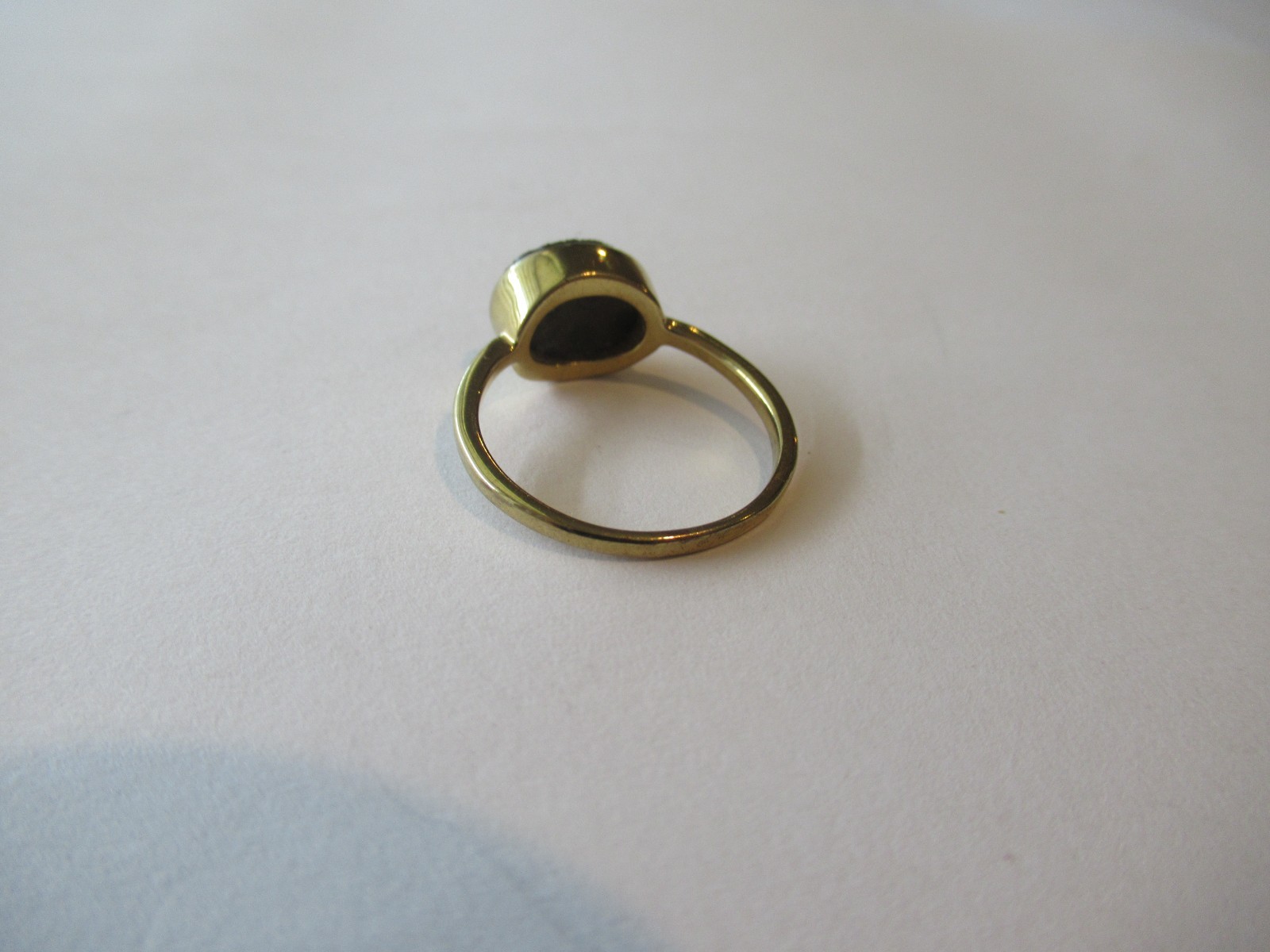 Oval Bezel set Black Geode Gold Plate Ring Size 7